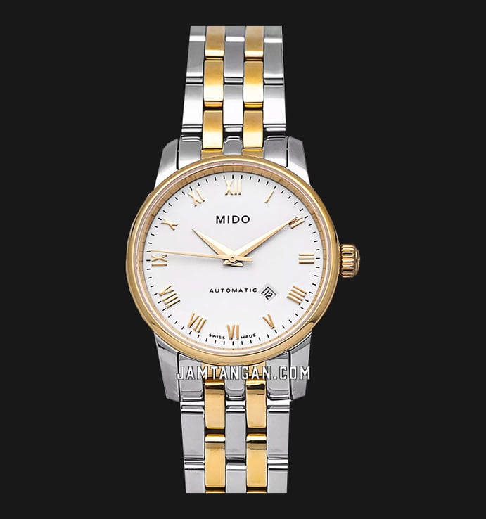 Mido M7600.9.26.1 Baroncelli II Automatic White Dial Dual Tone Stainless Steel Strap