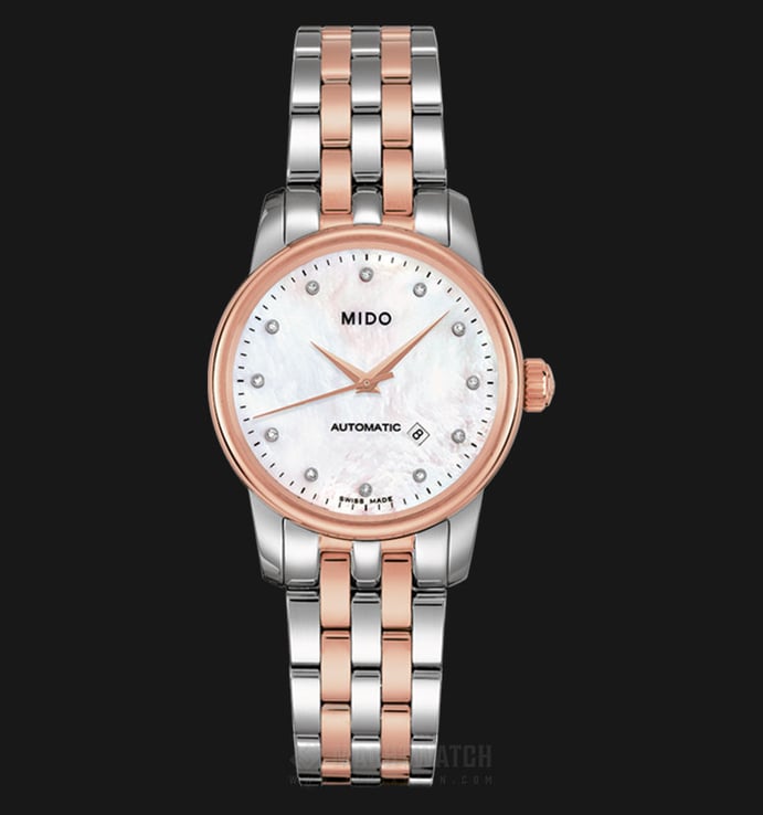 MIDO Baroncelli II M7600.9.69.1 Automatic White Mother of Pearl Dial Dual Tone Stainless Steel Strap