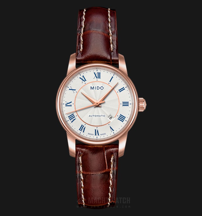 Mido M7600.2.21.8 Baroncelli II Automatic Silver Dial Brown Leather Strap