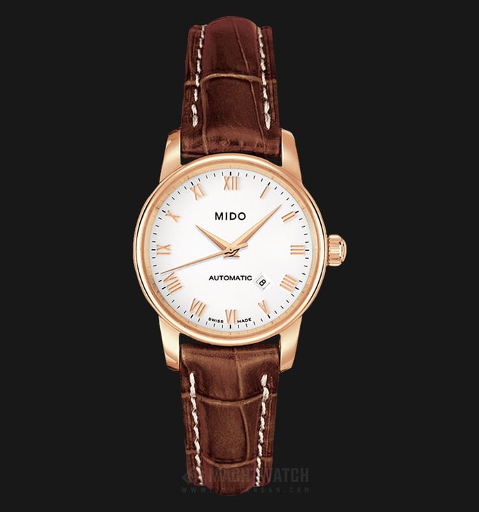 MIDO Baroncelli II M7600.3.26.8 Automatic White Dial Brown Leather Strap