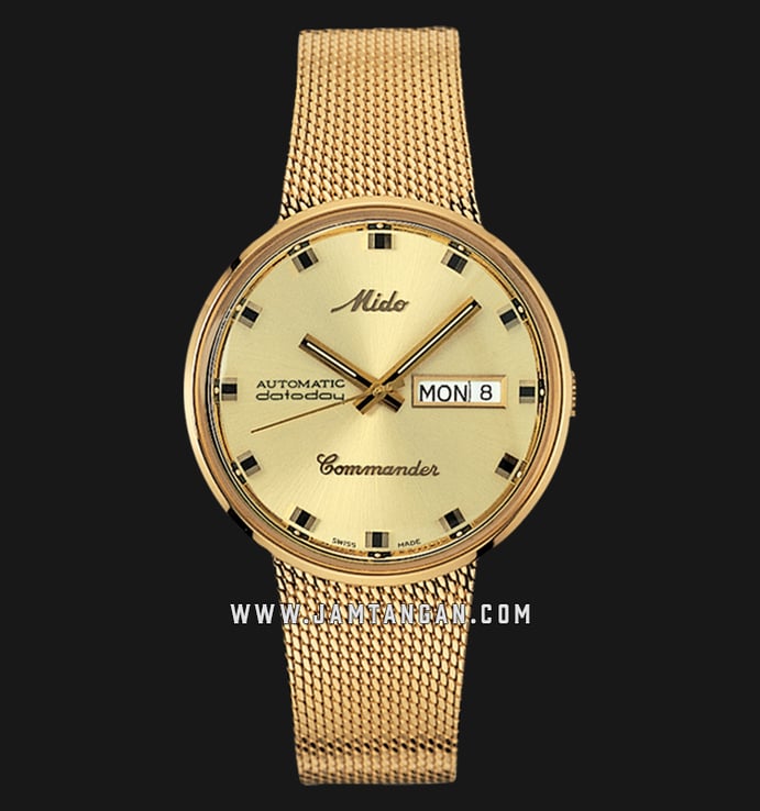 MIDO Commander M8429.3.22.13 1959 Automatic Gold Dial Gold Mesh Strap