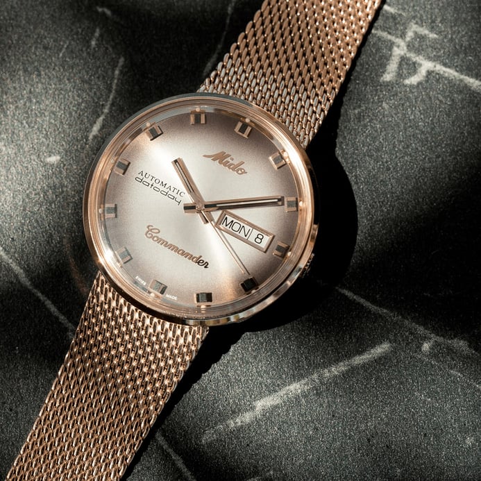 MIDO Commander M8429.3.23.11 Shade Automatic Silver Dial Rose Gold Mesh Strap Special Edition