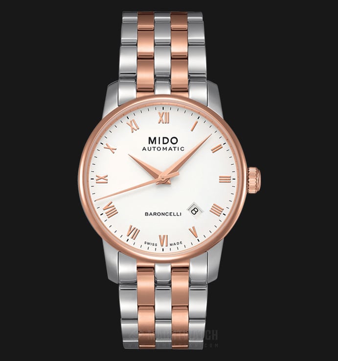 MIDO Baroncelli II M8600.9.N6.1 Automatic White Dial Dual Tone Stainless Steel Strap