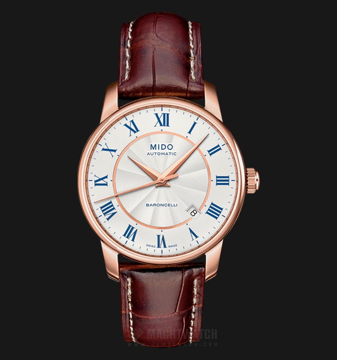 Mido M8600.2.21.8 Baroncelli II Automatic Silver Dial Brown Leather Strap