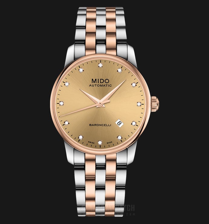 Mido M8600.9.67.1 Baroncelli II Automatic Tan Dial Dual Tone Stainless Steel Strap