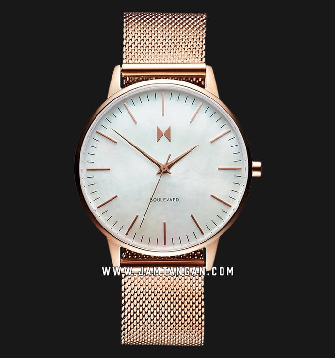 MVMT Boulevard D-MB01-RGPL Mother Of Pearl Dial Rose Gold Mesh Stainless Steel Strap