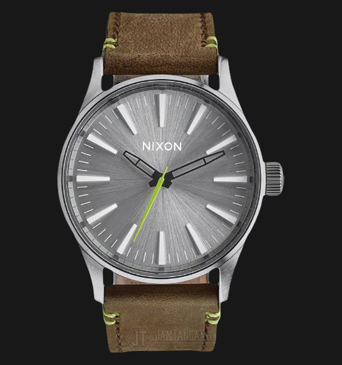 NIXON A3772290 Sentry SS Brown Lime Leather Strap