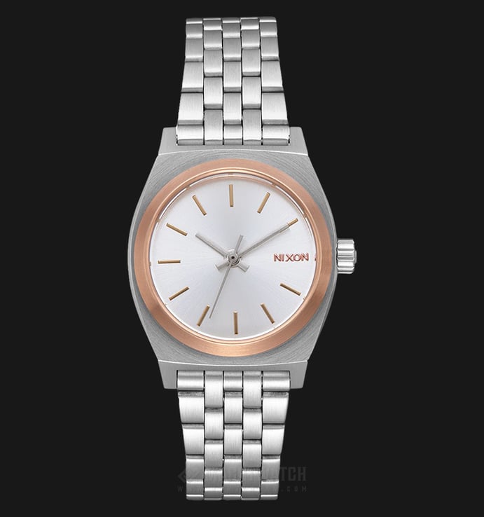 NIXON A3992632 Small Time Teller Ladies Silver Dial Stainless Steel Strap