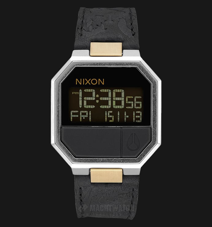 NIXON A9442222 Re-Run Men Digital Dial Black Leather Strap