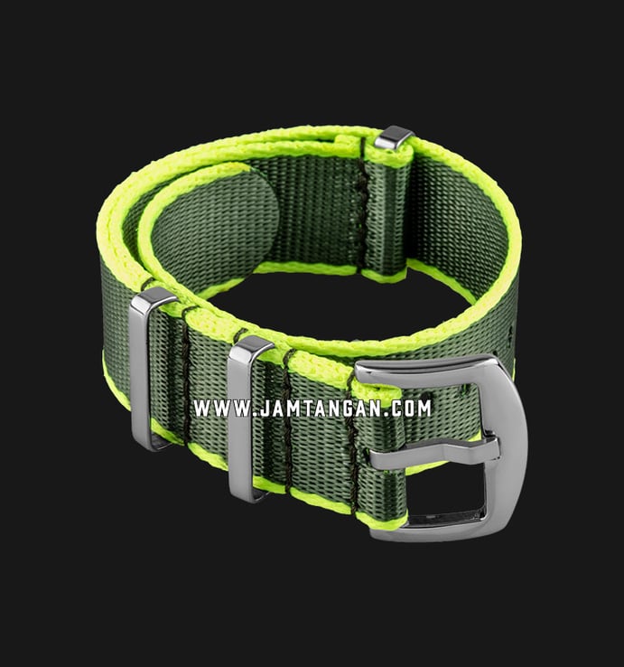 Strap Nylon 3 Ring 20mm Green - Neon Nylon Silver Buckle SBN-GREEN_NEON-20X20