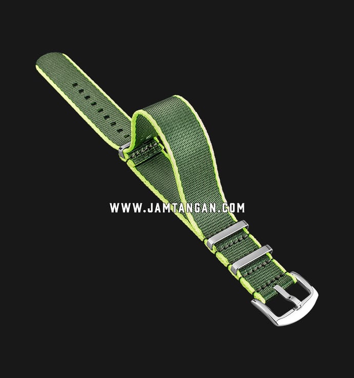 Strap Nylon 3 Ring 22mm Green - Neon Nylon Silver Buckle SBN-GREEN_NEON-22X22