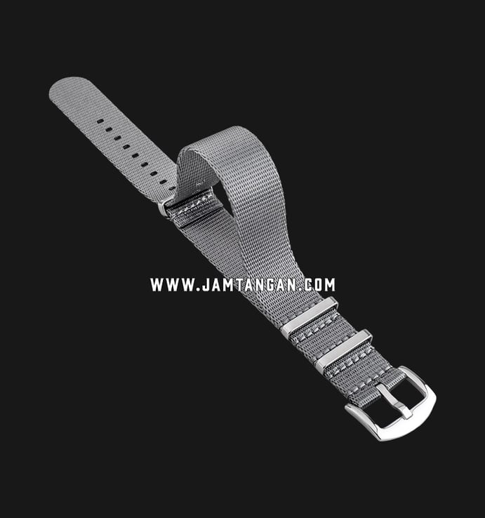 Strap Nylon 3 Ring 22mm Grey Nylon Silver Buckle SBN-GREY-22X22