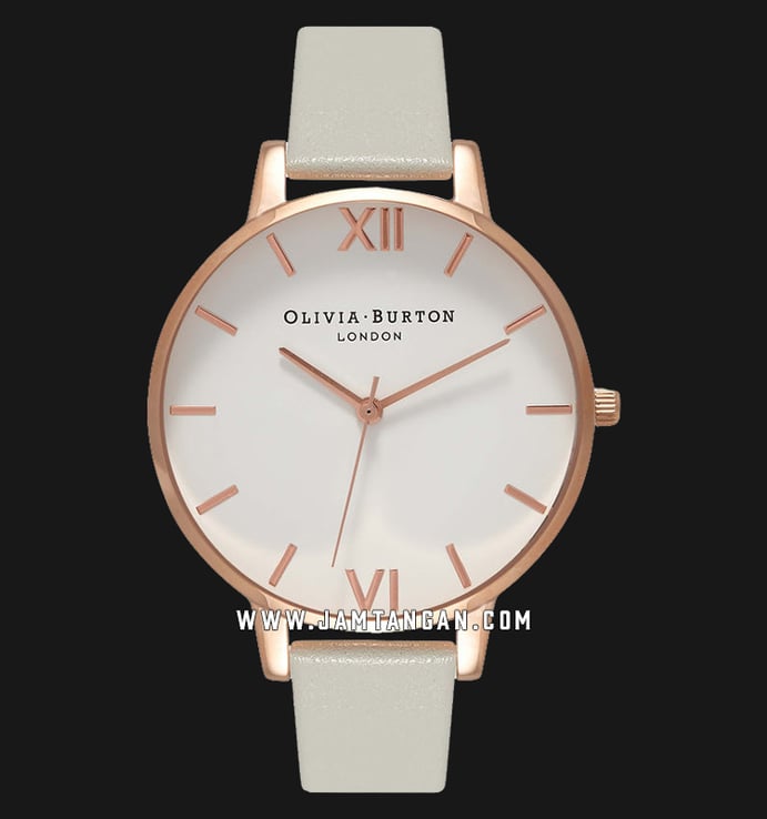 Olivia Burton Classic OB15BDW02 White Dial Grey Leather Strap