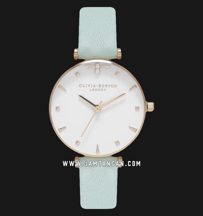 Olivia Burton OB16AM143 3D Queen Bee Ladies White Dial Green Leather Strap