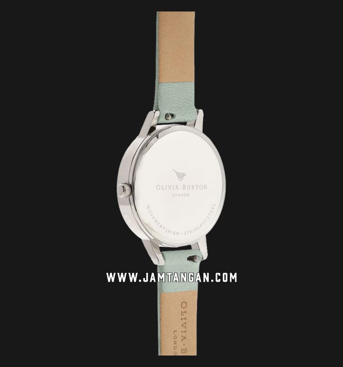 Olivia Burton 3D Bee OB16AM149 Silver Dial Soft Green Leather Strap