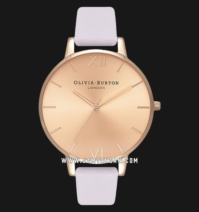 Olivia Burton OB16BD110 Sunray Dial Blossom Ladies Rose Gold Sunray Dial Light Pink Leather Strap