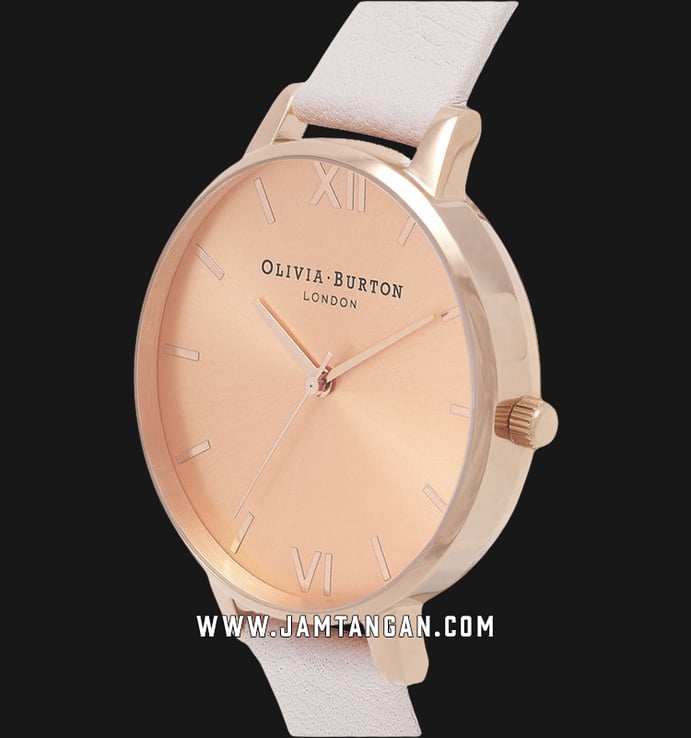 Olivia Burton OB16BD110 Sunray Dial Blossom Ladies Rose Gold Sunray Dial Light Pink Leather Strap