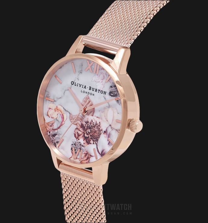 Olivia Burton OB16CS06 Marble Floral Ladies MultiColor Dial Rose Gold Stainless Steel