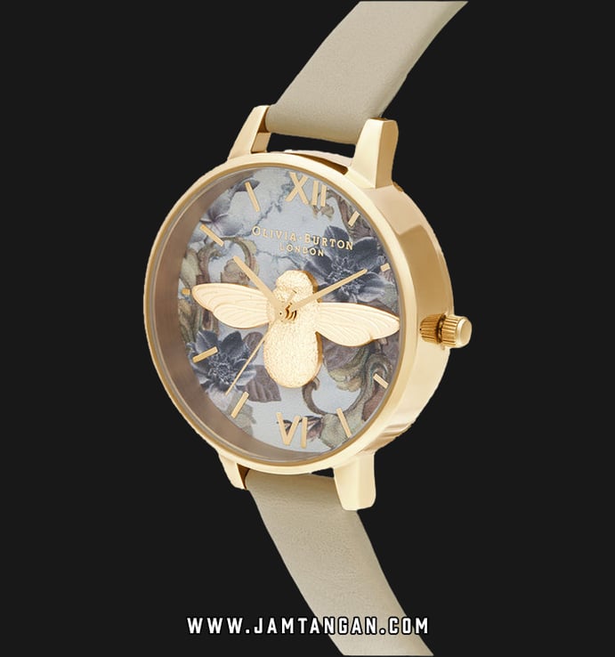 Olivia Burton OB16CS22 Marble Florals 3D Bee Multicolor Dial Soft Brown Leather Strap