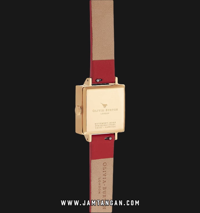 Olivia Burton Butterfly OB16GSET27 White Dial Red Leather Strap + Gift Set