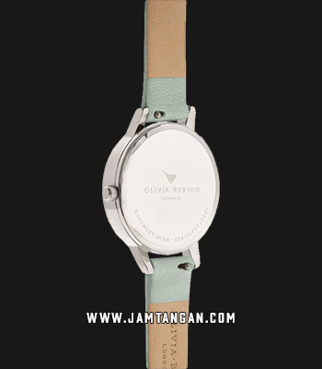 Olivia Burton OB16MD87 Sunray Dial Sage Ladies Silver Dial Light Green Leather Strap