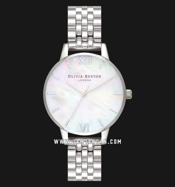 Olivia Burton OB16MOP02 Ladies White Mother of Pearl Dial Silver Stainless Steel Strap