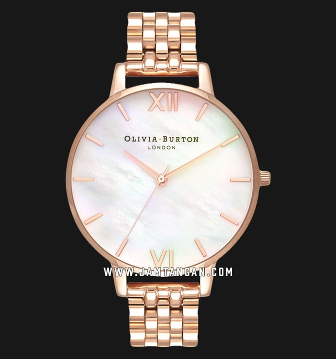 Olivia Burton OB16MOP03 Ladies White Mother of Pearl Dial Rose Gold Stainless Steel Strap