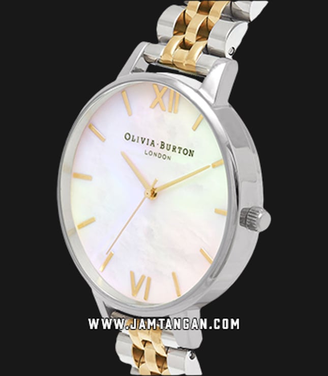 Olivia Burton OB16MOP05 Ladies White Mother of Pearl Dial Dual Tone Stainless Steel Strap