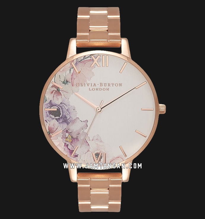 Olivia Burton OB16PP38 Watercolour Florals Multicolor Dial Rose Gold Stainless Steel