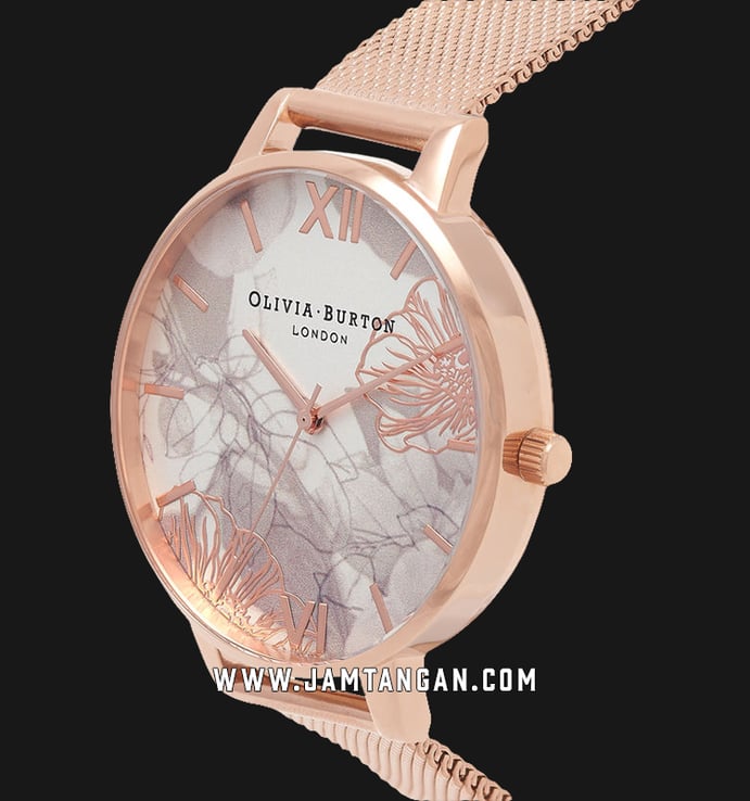 Olivia Burton OB16VM15 Abstract Florals Multicolor Dial Rose Gold Stainless Steel