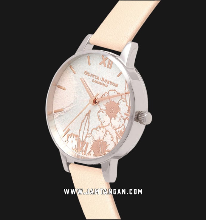 Olivia Burton OB16VM27 Abstract Florals Dial Peach Leather Strap