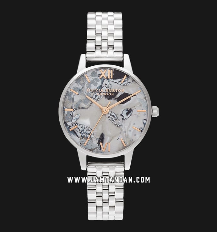 Olivia Burton Floral OB16VM38 Abstract Marble Grey Dial Stainless Steel Strap