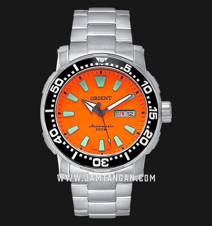 Orient Poseidon 469SS040 01SX Brazilian Diver 300m Orange Dial Stainless Steel Strap