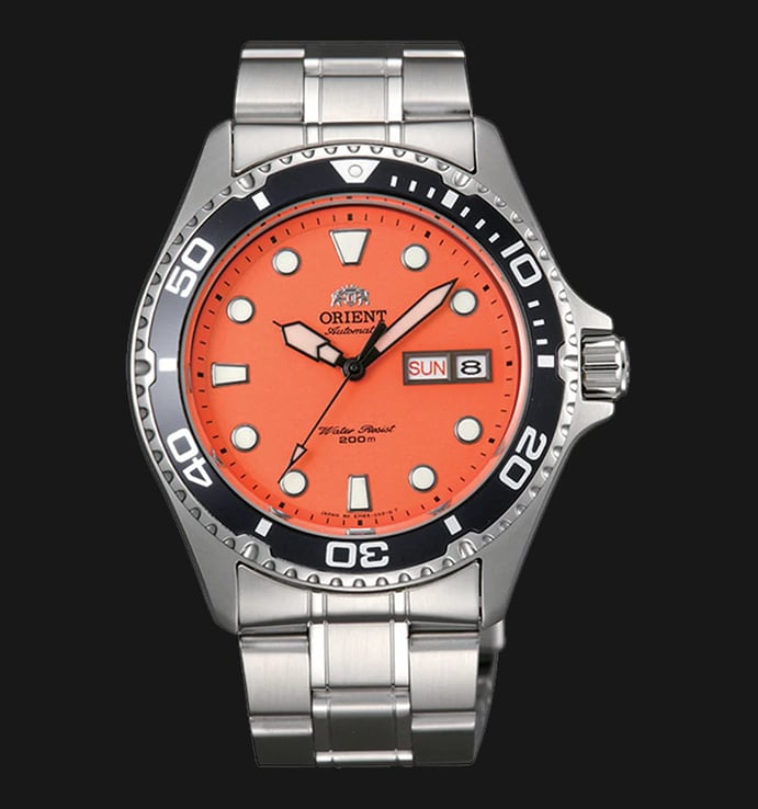 Orient Sports FAA02006M Orange Ray II Automatic Divers Orange Dial Stainless Steel Strap