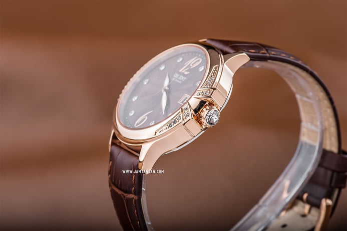 Orient Elegance FAC07001T Automatic Ladies Brown Dial Brown Leather Strap