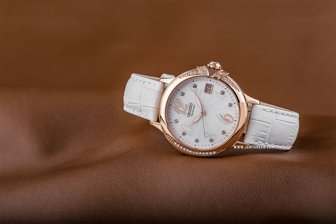 Orient Fashionable FAC07002W Automatic Elegance Ladies White Dial White Leather Strap