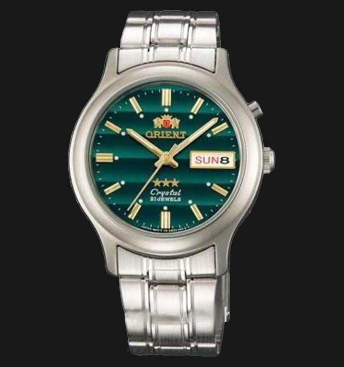 Orient 3 Stars FEM0201ZF9 Crystal Automatic Men Green Gradient Dial Stainless Steel Strap