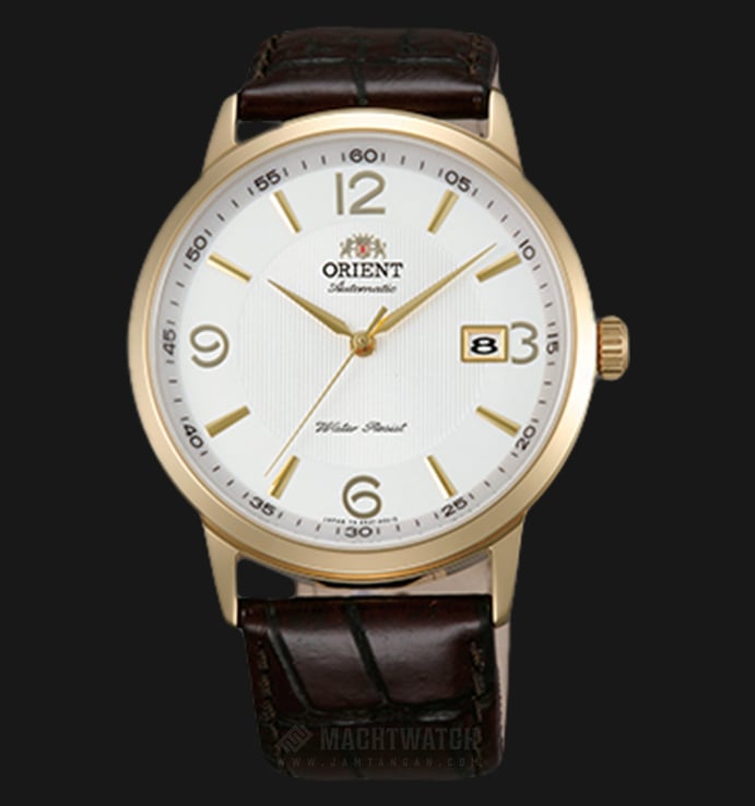 Orient Symphony FER27004W Automatic Men White Dial Dark Brown Leather Strap