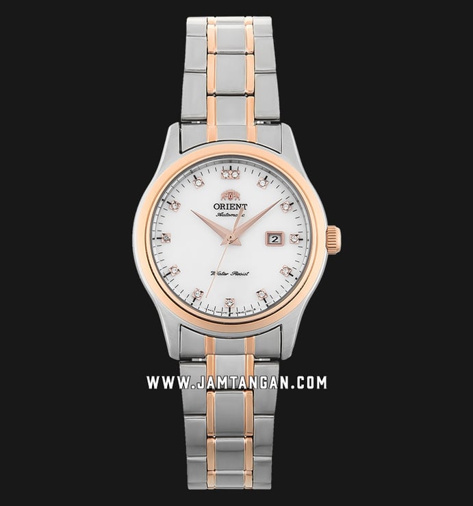 Orient FNR1Q001W Automatic Steel Dress Ladies White Mother of Pearl Dial Dual Tone Stainless Steel