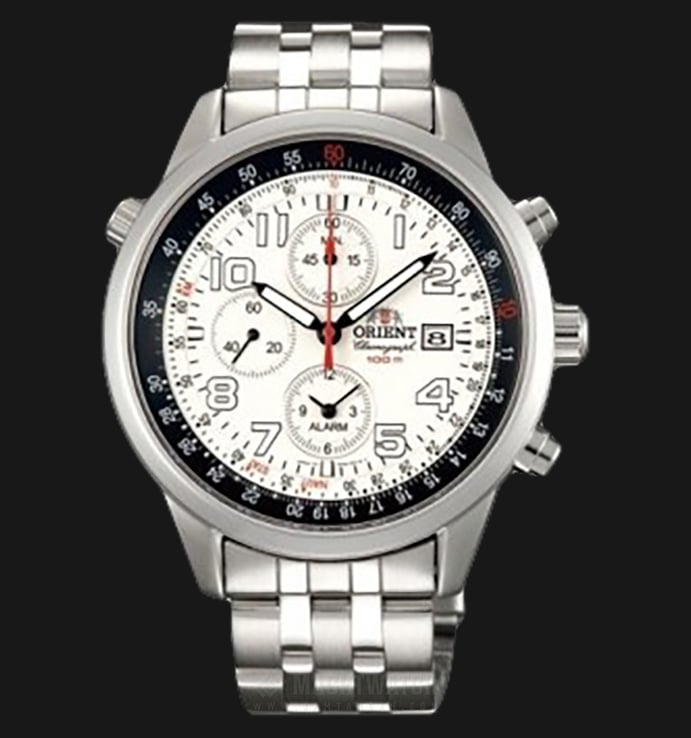 Orient Sport FTD09008W Chronograph Men Watch White Dial Stainless Steel Strap
