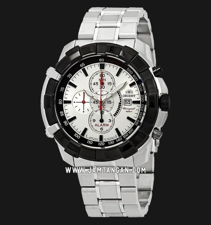Orient Sport FTD10002W Chronograph Men Watch White Dial Stainless Steel Strap