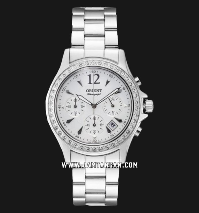Orient FTW00004W Chronograph Ladies Silver Dial Stainless Steel Strap