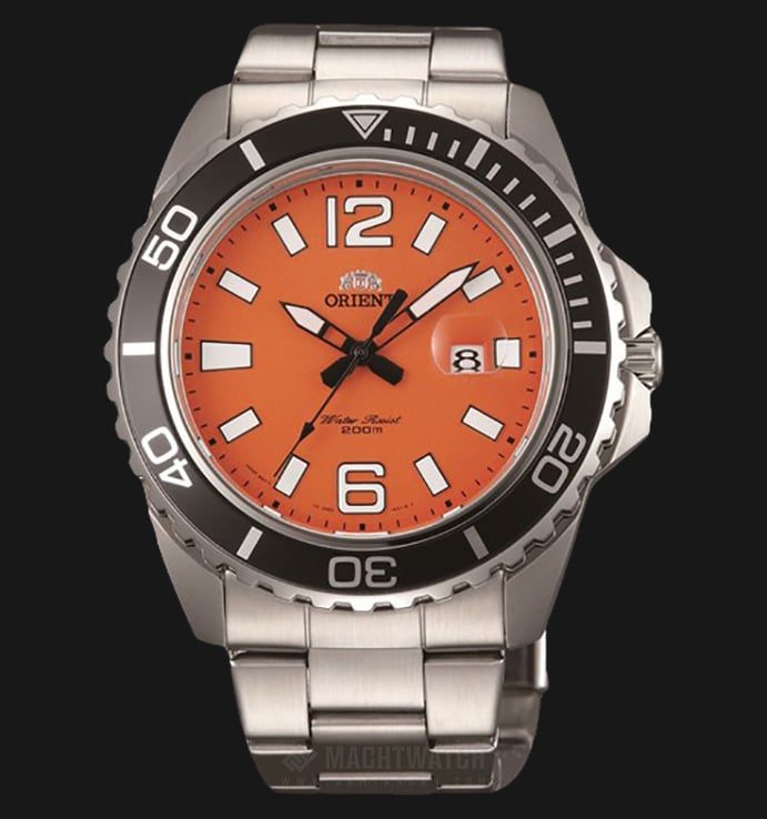 Orient FUNE3003M Quartz Orange Dial Stainless Steel Watch