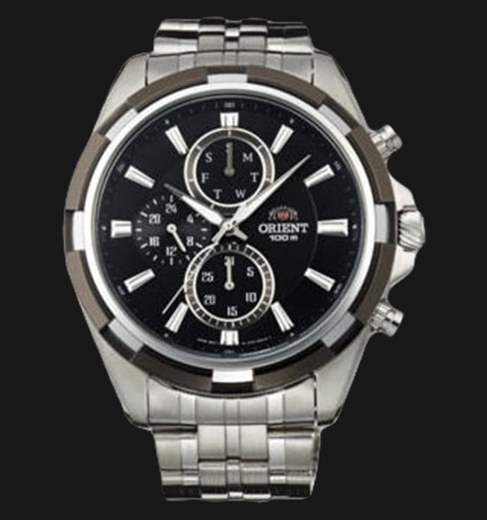 Orient Sporty FUY01002B Chronograph Men Black Dial Stainless Steel Strap