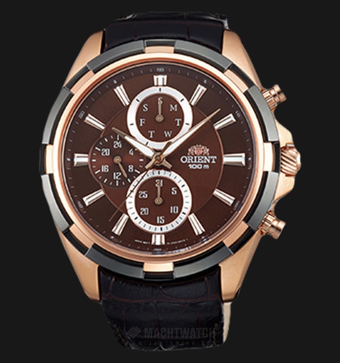 Orient Sporty FUY01004T Men Brown Dial Dark Brown Leather Strap