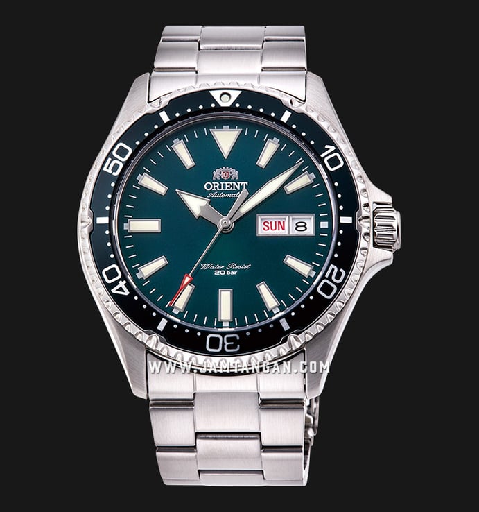 Orient Sports RA-AA0004E Kamasu Automatic Divers Green Dial Stainless Steel Strap