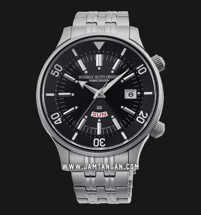 Orient King Diver RA-AA0D01B Weekly Auto Men Black Dial Stainless Steel Strap