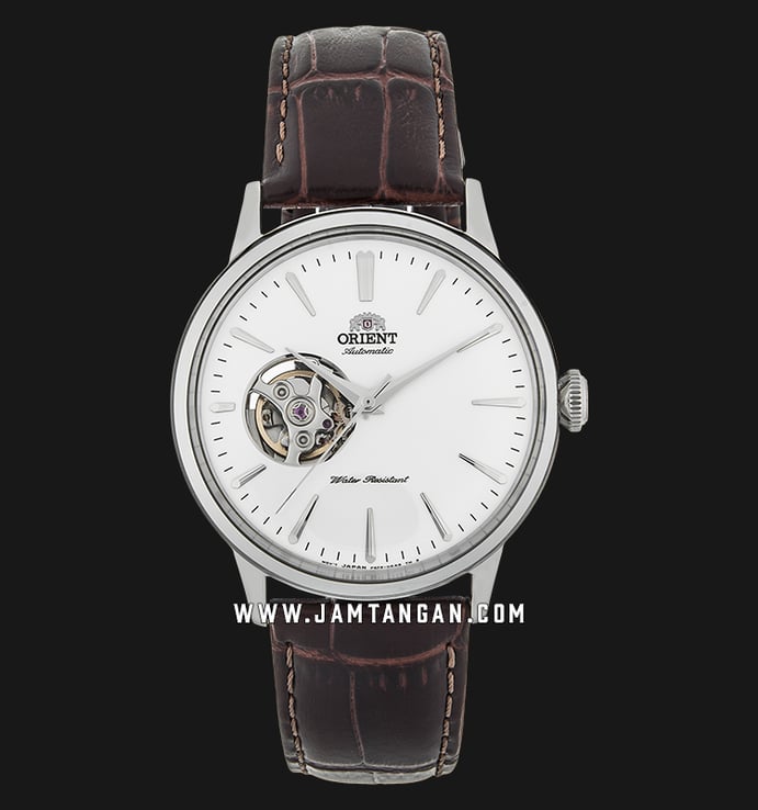 Orient Classic RA-AG0002S Bambino Open Heart Automatic White Dial Brown Leather Strap