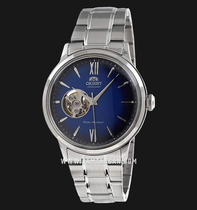 Orient Bambino RA-AG0028L Classic Automatic Men Open Heart Blue Dial Stainless Steel Strap