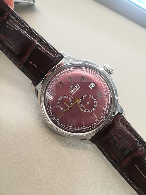 Orient Classic RA-AK0705R Bambino Automatic Red Dial Brown Leather Strap